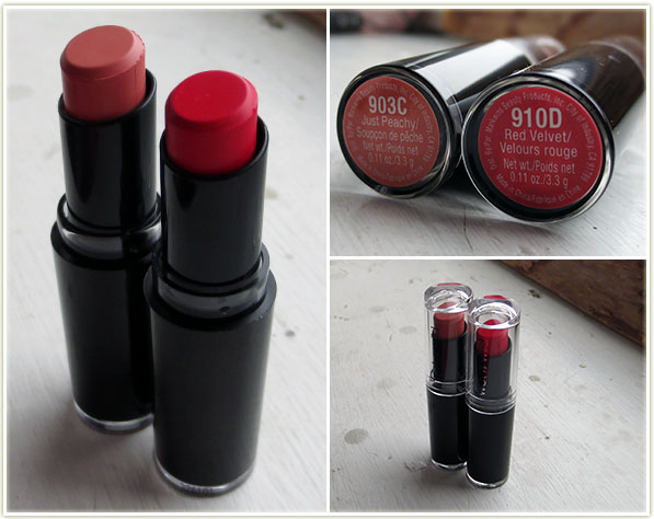 Wet n Wild Megalast Lipsticks in Just Peachy and Red Velvet ($1.99 & 0.99 USD – BOGO 50% off)