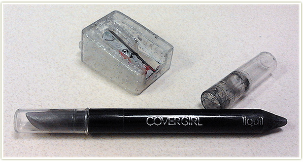 Hard Candy pencil sharpener and CoverGirl Liquiline Blast pencil in Black Fire