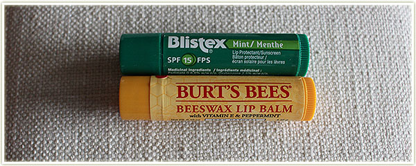 Blistex – Mint, Burt’s Bees Beeswax Lip Balm