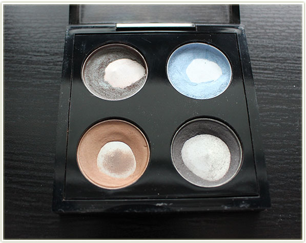 MAC eyeshadows in (clockwise starting from top left) Club, Fade, Print and Cork