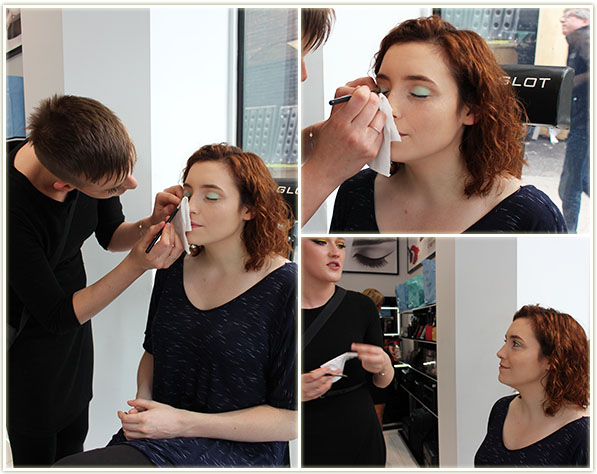 Emily Price (Ali) getting her makeup done at Inglot