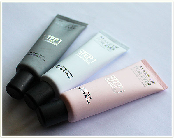 MAKE UP FOR EVER Step 1 Skin Equalizers in (l-r) Smoothing, Hydrating and Pink
