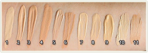 All my foundations swatched – click to enlarge
