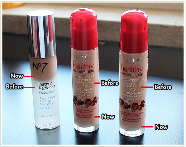 Boots No7 Instant Radiance and two bottles of Bourjois Healthy Mix Serum
